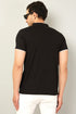 Men Black Henley Half Sleeve T-Shirt